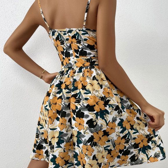 New Floral Print Cami Dress Yellow - Picture 5 of 6